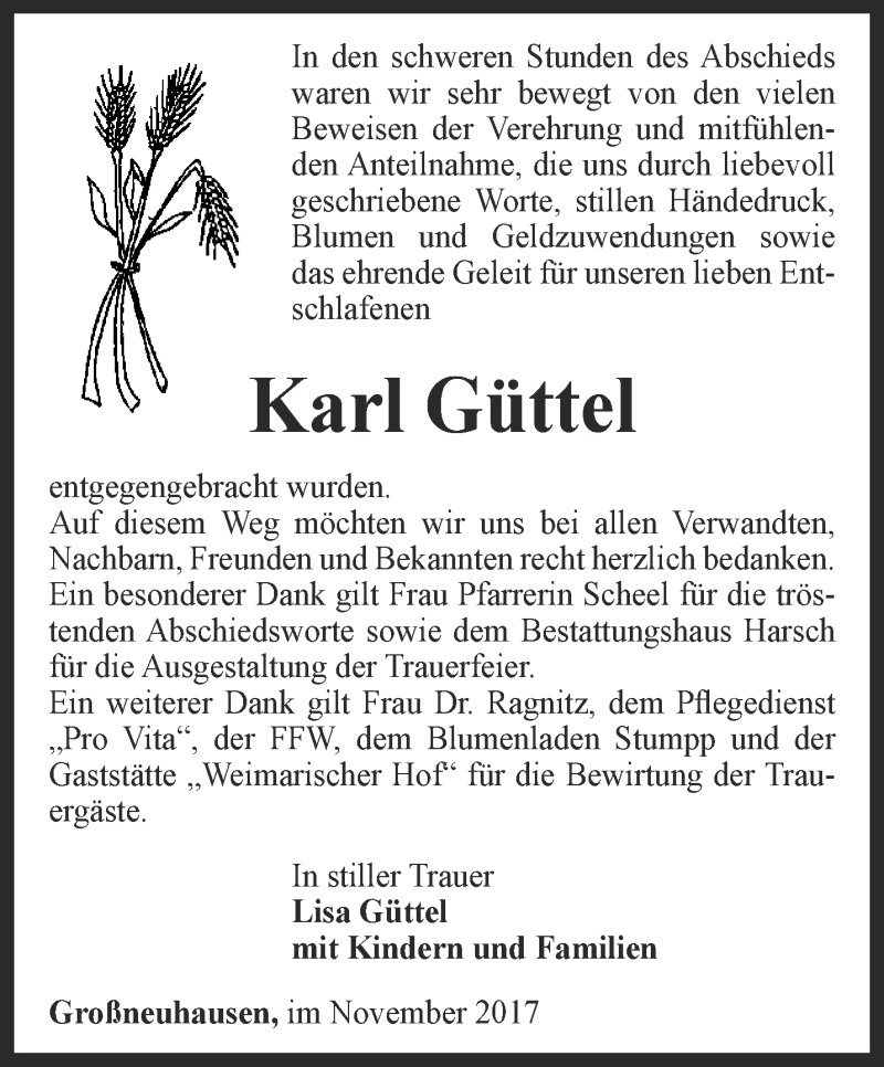 Traueranzeigen Von Karl G Ttel Trauer In Thueringen De