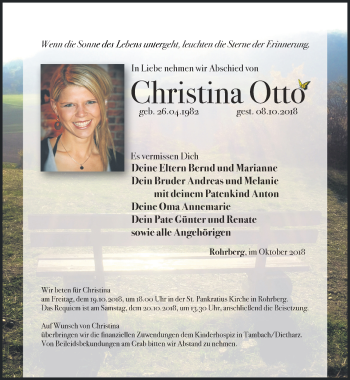 Traueranzeigen Von Christina Otto Trauer In Thueringen De