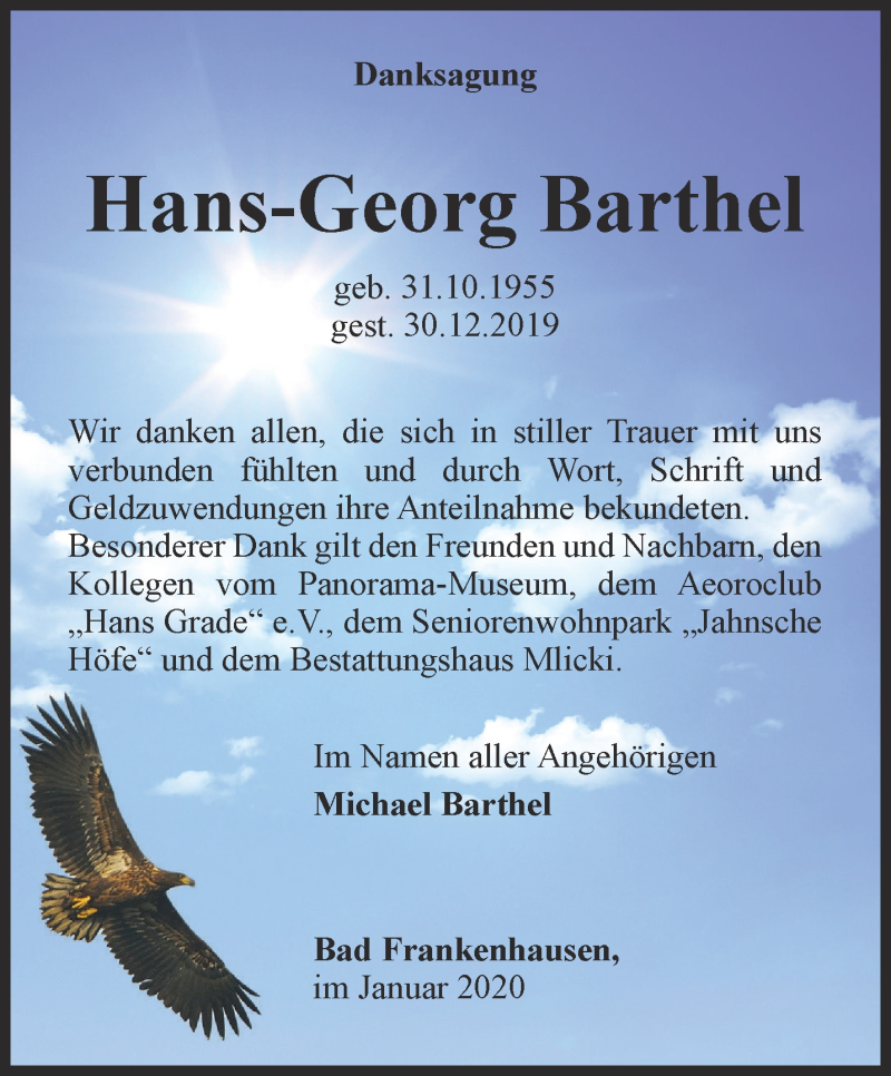 Traueranzeigen Von Hans Georg Barthel Trauer In Thueringen De