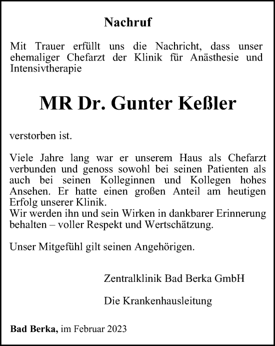 Traueranzeigen Von Gunter Ke Ler Trauer In Thueringen De