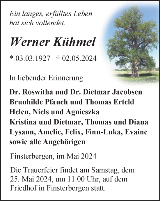Traueranzeige von Werner Kühmel von Thüringer Allgemeine, Thüringische Landeszeitung