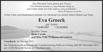 Traueranzeige von Eva Groeck von Thüringer Allgemeine, Thüringische Landeszeitung