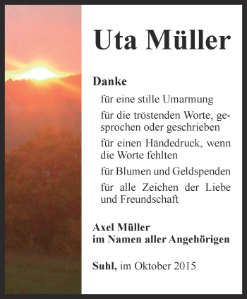 Traueranzeige von Uta Müller von Thüringer Allgemeine