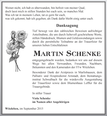 Traueranzeige von Martin Schenke von Thüringer Allgemeine