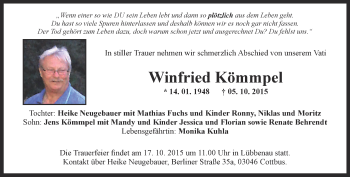 Traueranzeige von Winfried Kömmpel von Thüringer Allgemeine