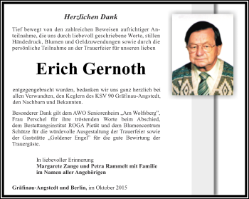 Traueranzeige von Erich Gernoth von Thüringer Allgemeine