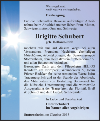 Traueranzeige von Brigitte Schubert