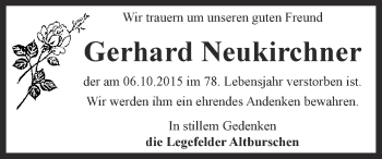 Traueranzeige von Gerhard Neukirchner von Thüringer Allgemeine, Thüringische Landeszeitung