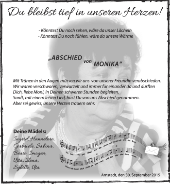 Traueranzeige von Monika Weißenborn von Thüringer Allgemeine