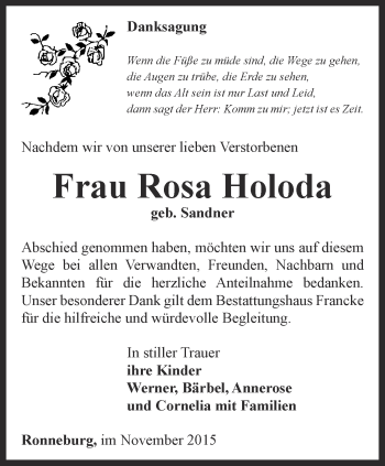 Traueranzeige von Rosa Holoda