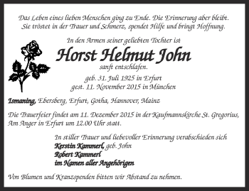 Traueranzeige von Horst Helmut John von Thüringer Allgemeine, Thüringische Landeszeitung