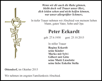 Traueranzeige von Peter Eckardt von Ostthüringer Zeitung