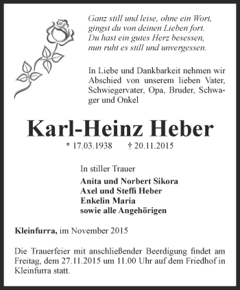 Traueranzeige von Karl-Heinz Heber von Thüringer Allgemeine