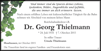 Traueranzeige von Georg Thielmann von Thüringer Allgemeine