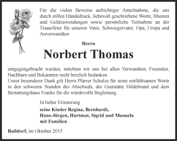 Traueranzeige von Norbert Thomas