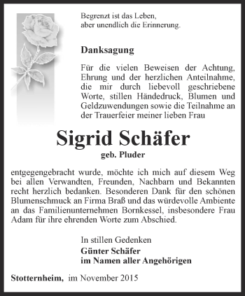 Traueranzeige von Sigrid Schäfer