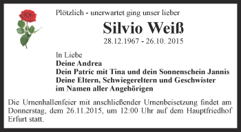 Traueranzeige von Silvio Weiß