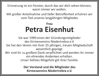 Traueranzeige von Petra Eisenhut von Thüringer Allgemeine