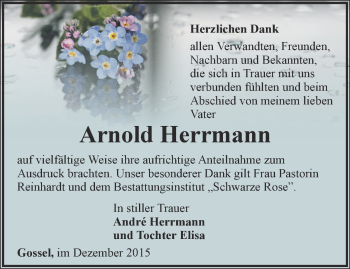 Traueranzeige von Arnold Herrmann von Thüringer Allgemeine