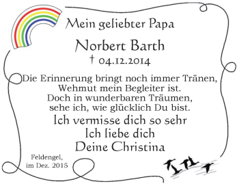 Traueranzeige von Norbert Barth von Thüringer Allgemeine
