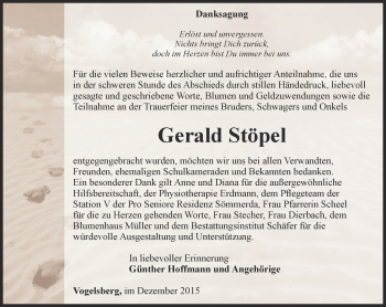 Traueranzeige von Gerald Stöpel von Thüringer Allgemeine