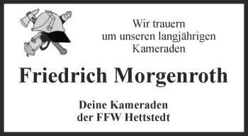 Traueranzeige von Friedrich Morgenroth von Thüringer Allgemeine