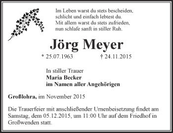 Traueranzeige von Jörg Meyer von Thüringer Allgemeine