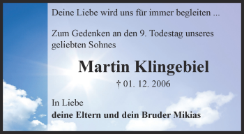 Traueranzeige von Martin Klingebiel von Thüringer Allgemeine