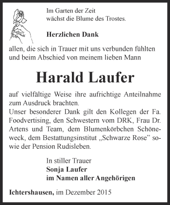 Traueranzeige von Harald Laufer von Thüringer Allgemeine