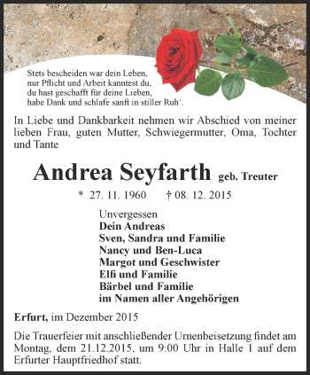 Traueranzeige von Andrea Seyfarth