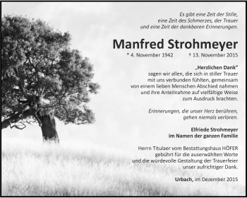 Traueranzeige von Manfred Strohmeyer von Thüringer Allgemeine