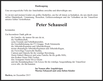 Traueranzeige von Peter Schauseil von Thüringer Allgemeine