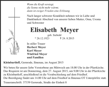 Traueranzeige von Elisabeth Meyer von Thüringer Allgemeine