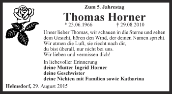 Traueranzeige von Thomas Horner von Thüringer Allgemeine
