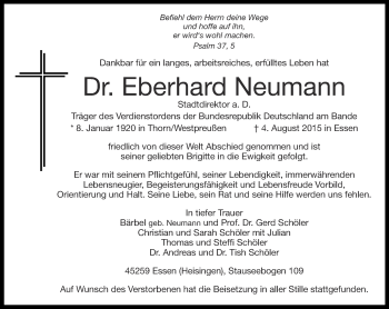Traueranzeige von Eberhard Neumann von Thüringer Allgemeine, Thüringische Landeszeitung