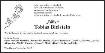 Traueranzeige von Tobias Bielstein von Thüringer Allgemeine