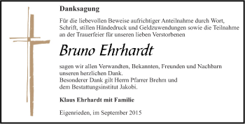 Traueranzeige von Bruno Ehrhardt von Thüringer Allgemeine, Thüringische Landeszeitung