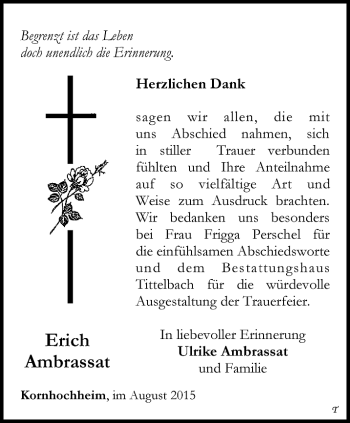Traueranzeige von Erich Ambrassat von Thüringer Allgemeine