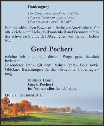 Traueranzeige von Gerd Pochert von Ostthüringer Zeitung