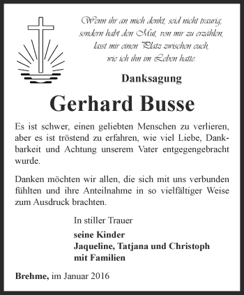 Traueranzeige von Gerhard Busse von Thüringer Allgemeine