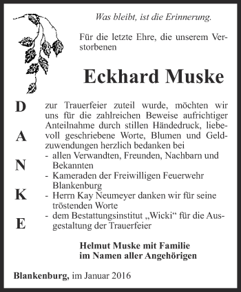 Traueranzeige von Eckhardt Muske von Thüringer Allgemeine, Thüringische Landeszeitung