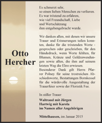 Traueranzeige von Otto Hercher