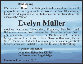 Traueranzeige von Evelyn Müller von Thüringer Allgemeine