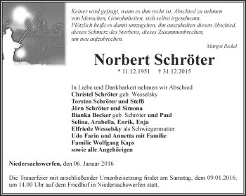Traueranzeige von Norbert Schröter von Thüringer Allgemeine
