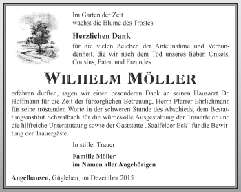 Traueranzeige von Wilhelm Möller von Thüringer Allgemeine