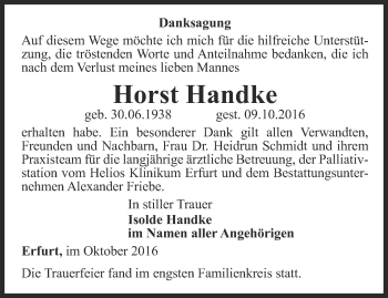 Traueranzeige von Horst Handke