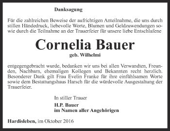 Traueranzeige von Cornelia Bauer von Thüringer Allgemeine