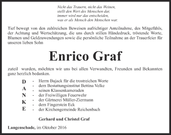 Traueranzeige von Enrico Graf von Ostthüringer Zeitung