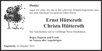 Traueranzeige von Ernst und Christa Hütteroth von Thüringer Allgemeine, Thüringische Landeszeitung