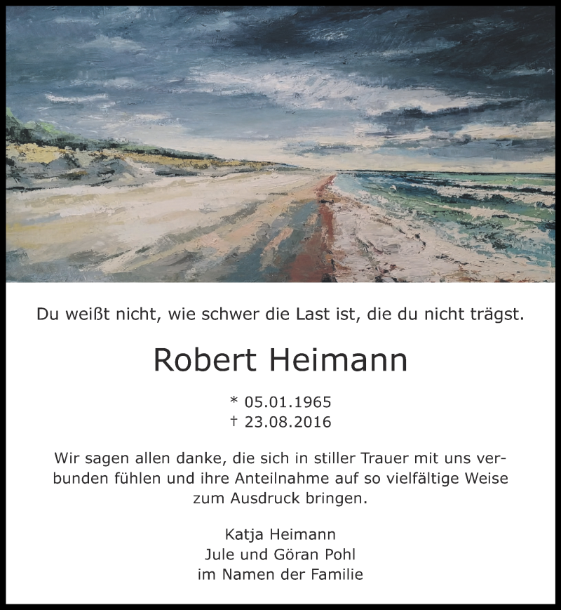  Traueranzeige für Robert Heimann vom 15.10.2016 aus Thüringer Allgemeine, Thüringische Landeszeitung
